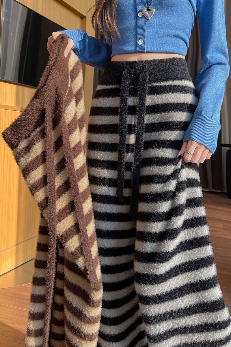 High waist stripe wide leg pants mopping straight pants - Image 2