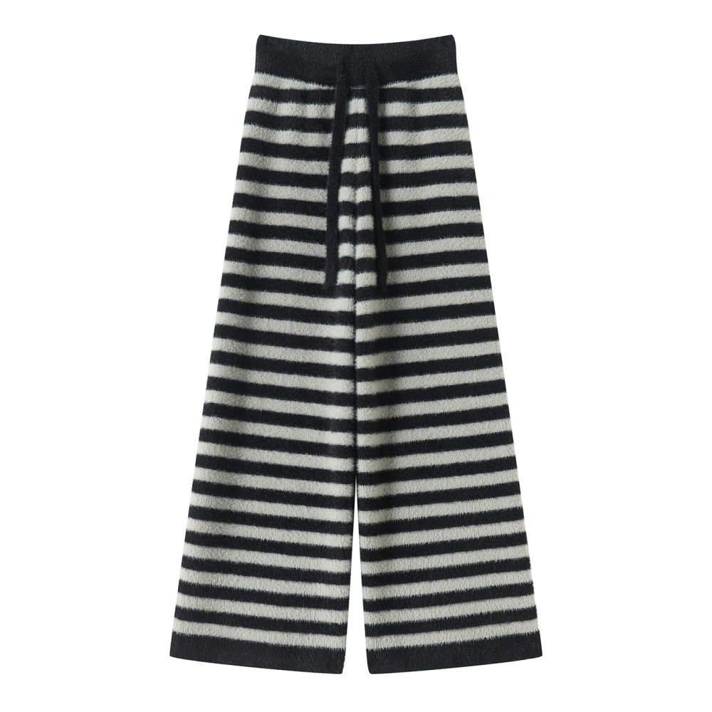 High waist stripe wide leg pants mopping straight pants - Image 4