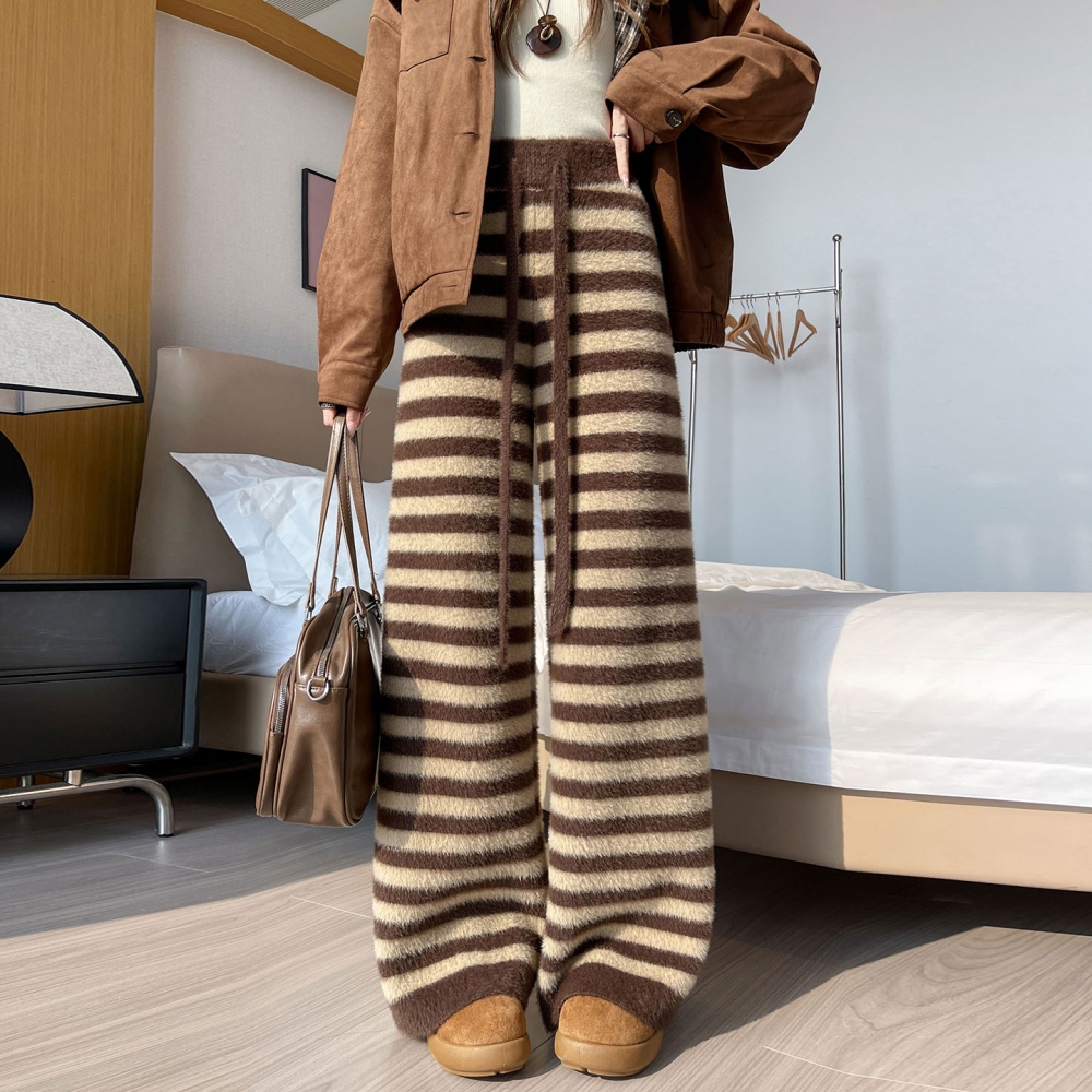 High waist stripe wide leg pants mopping straight pants - Image 6