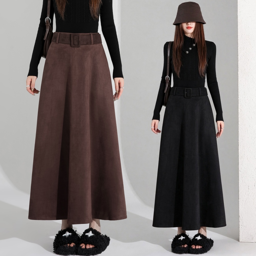 Autumn and winter high waist long A-line skirt for women