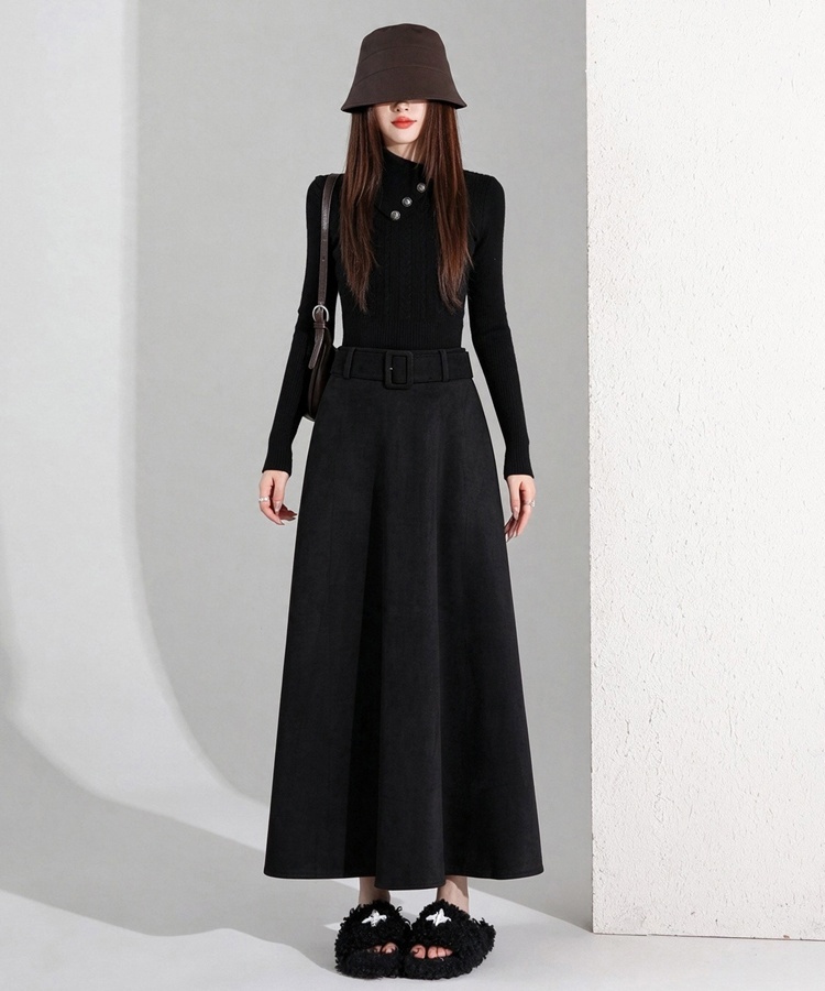 Autumn and winter high waist long A-line skirt for women - Image 4