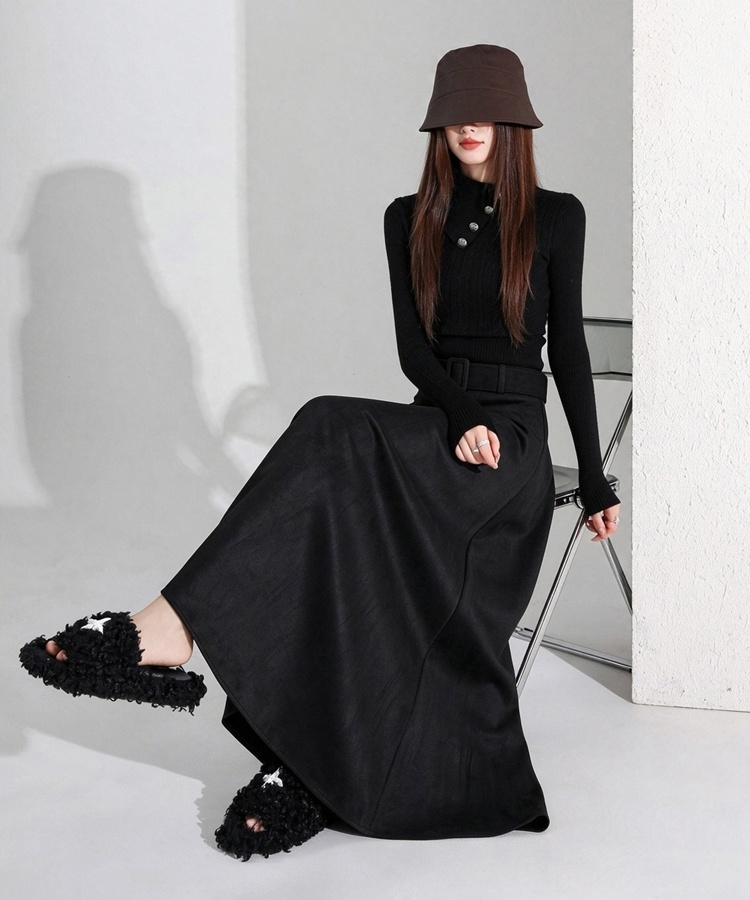 Autumn and winter high waist long A-line skirt for women - Image 5