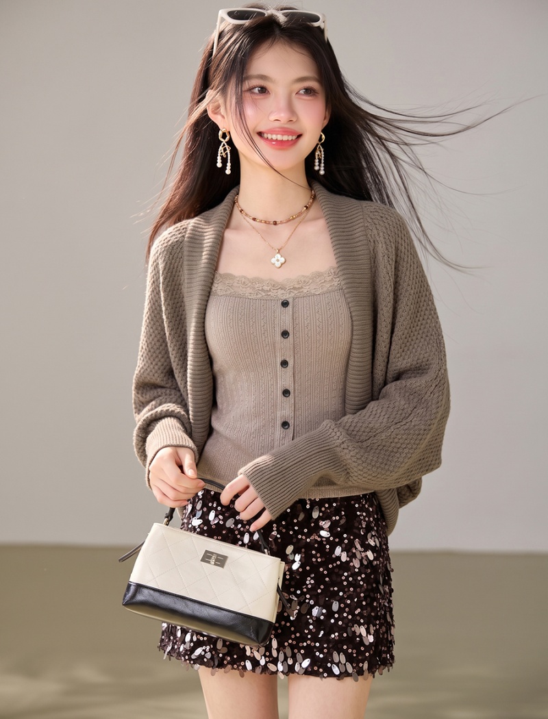Outside the ride cardigan bat sleeve sweater 2pcs set - Image 5