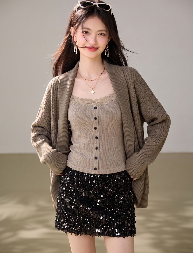 Outside the ride cardigan bat sleeve sweater 2pcs set - Image 6