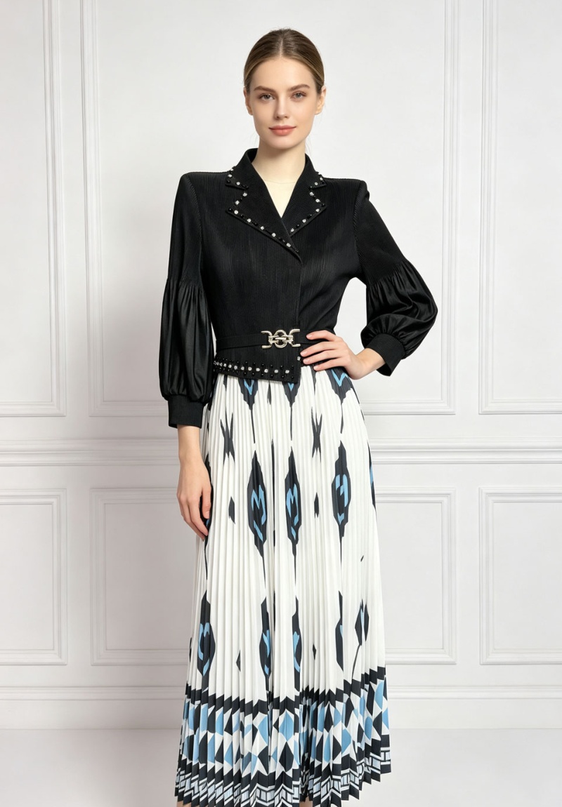 Printing long sleeve business suit loose dress