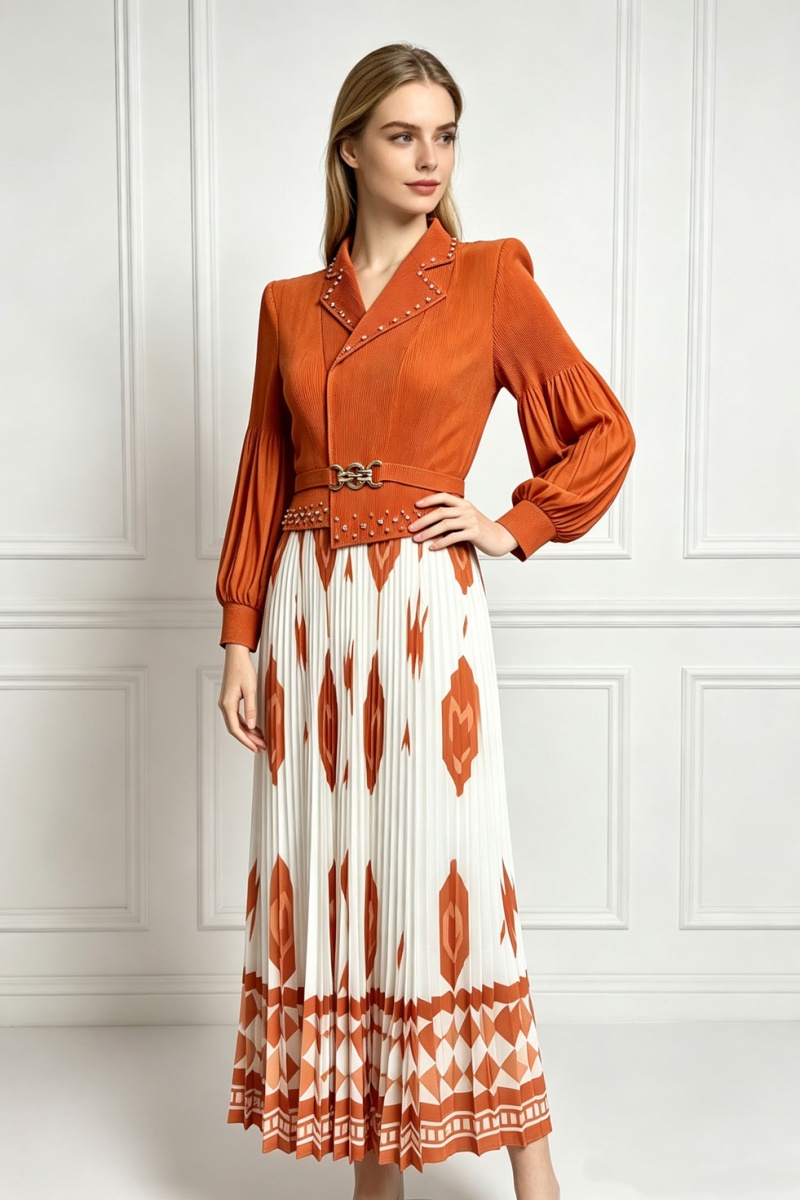 Printing long sleeve business suit loose dress - Image 3
