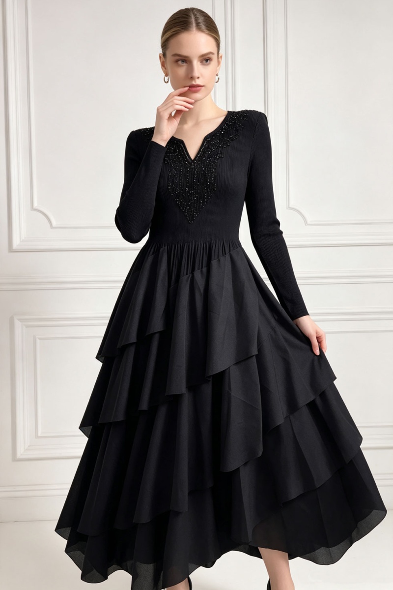 Cake long sleeve dress elegant long dress for women