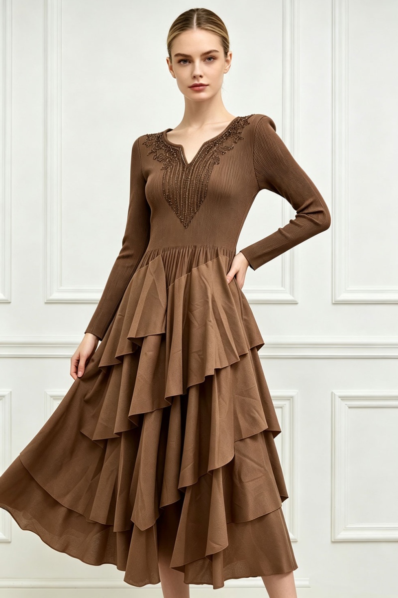 Cake long sleeve dress elegant long dress for women - Image 3