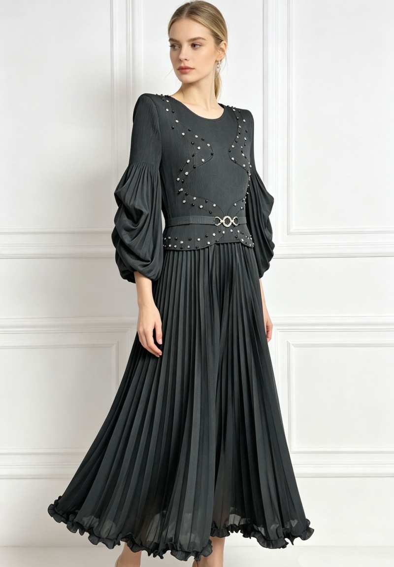 Beading wood ear large yard dress for women - Image 2