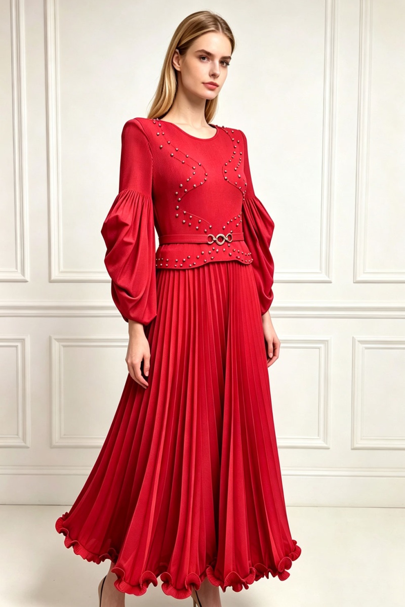 Beading wood ear large yard dress for women - Image 6