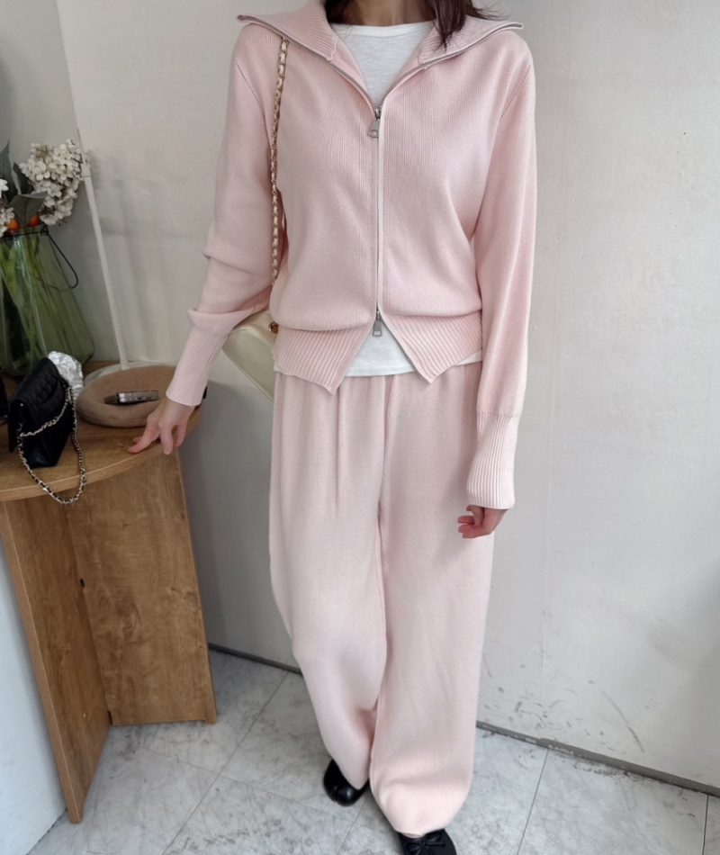 Long sleeve wide leg pants high waist sweater 2pcs set - Image 3