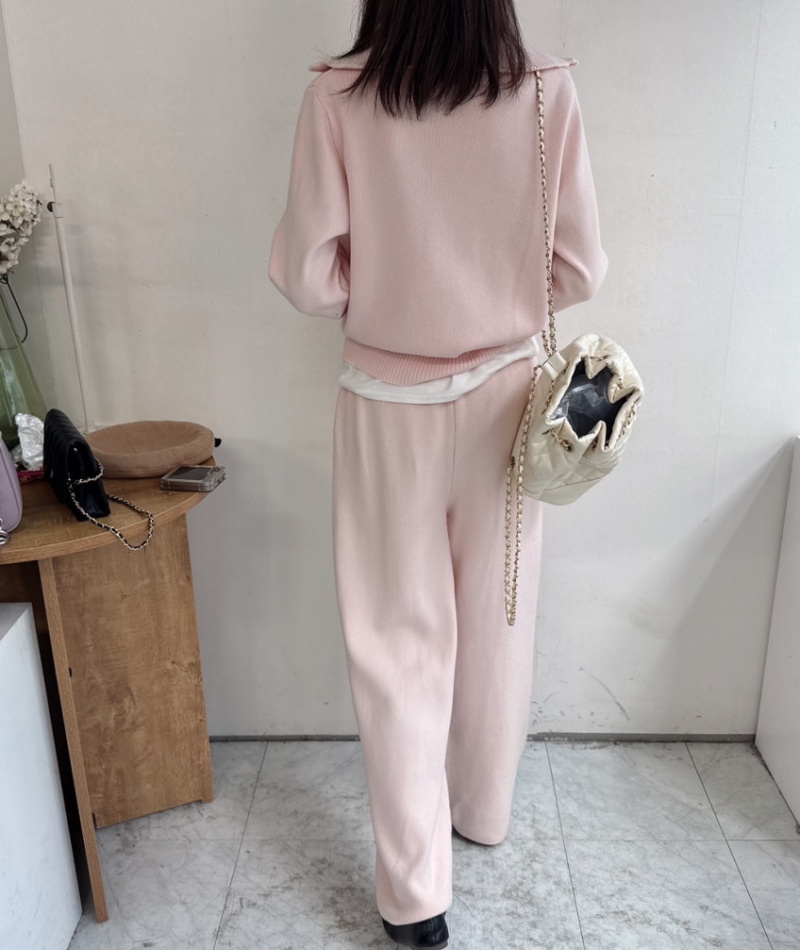Long sleeve wide leg pants high waist sweater 2pcs set - Image 5