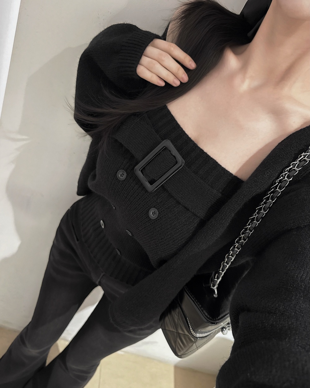 Knitted vest frenum cardigan 2pcs set for women