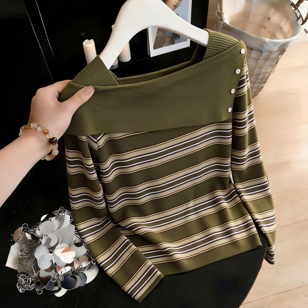 Wool sweater flanging bottoming shirt for women
