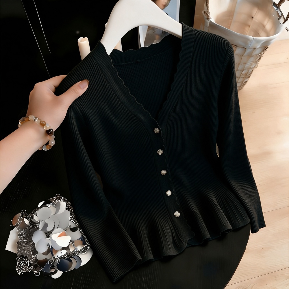 V-neck bottoming shirt autumn tops for women