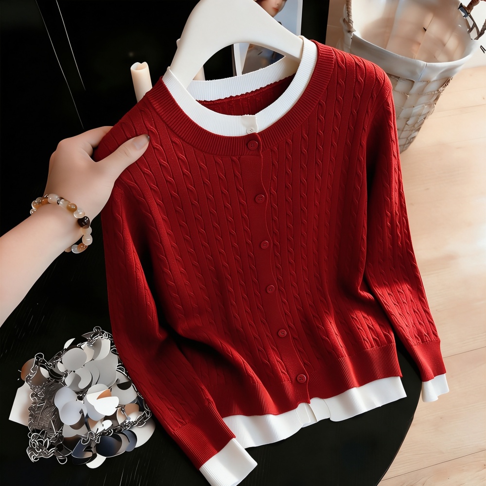 Twist autumn and winter cardigan knitted coat for women - Image 2