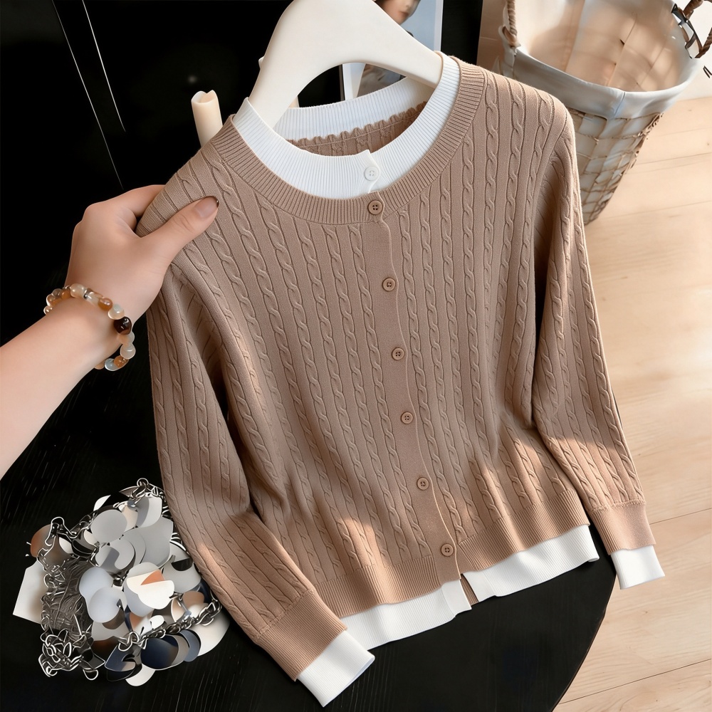Twist autumn and winter cardigan knitted coat for women - Image 4