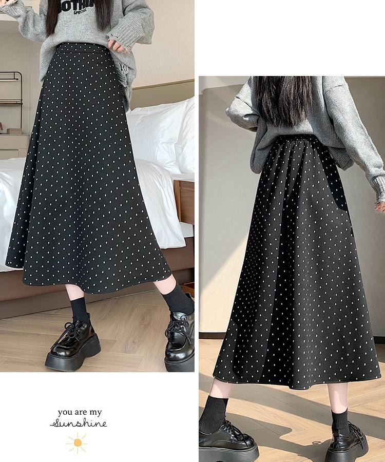 Woolen high waist long Korean style retro skirt - Image 3