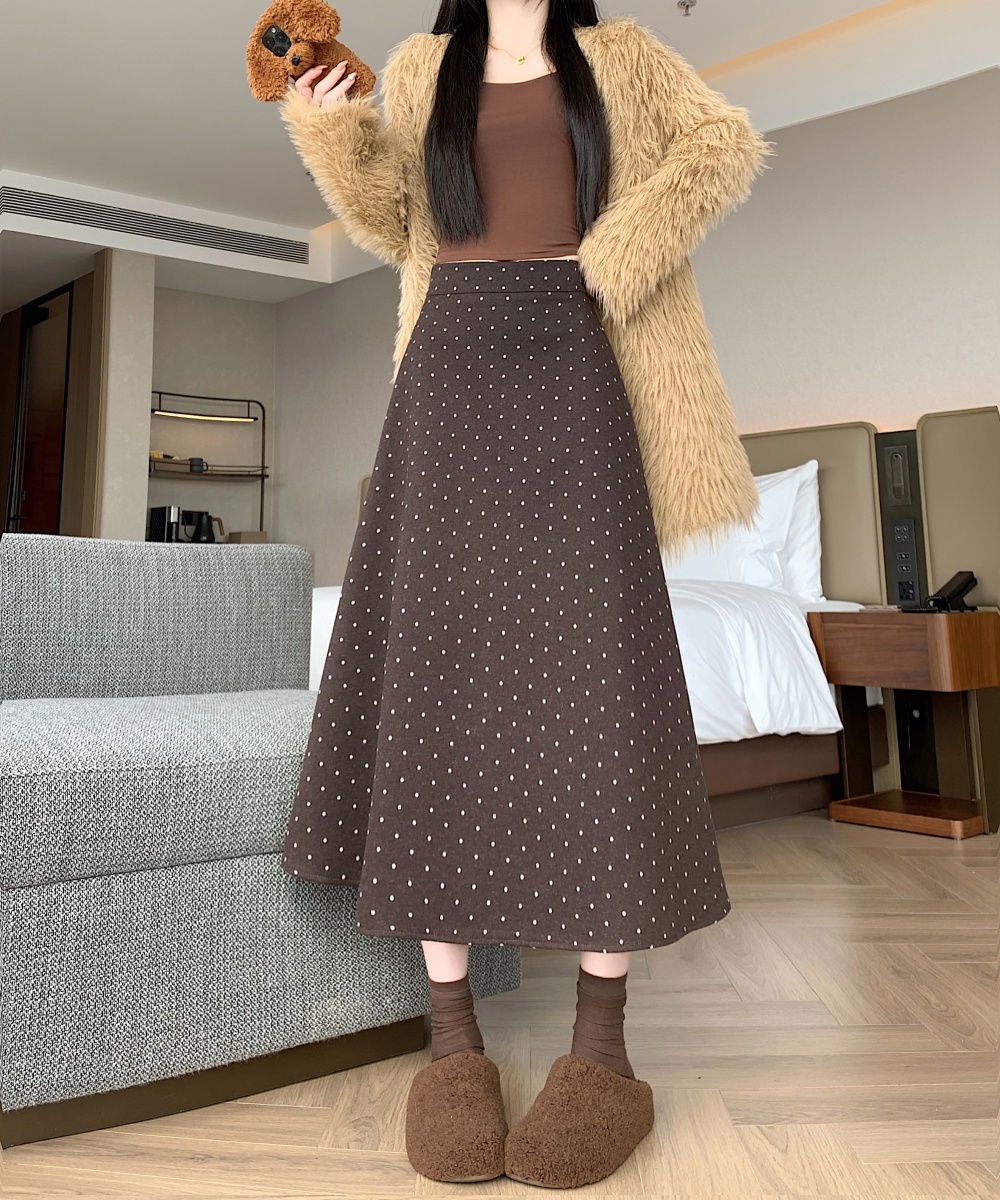 Woolen high waist long Korean style retro skirt - Image 6