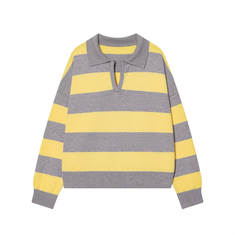 Temperament stripe shirts European style fashion sweater - Image 2