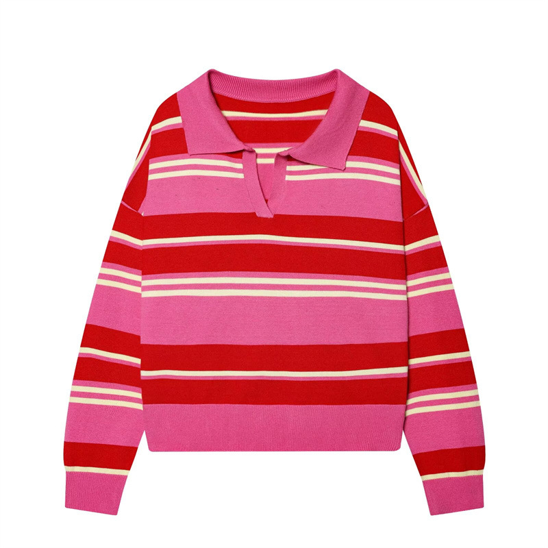 Temperament stripe shirts European style fashion sweater - Image 4