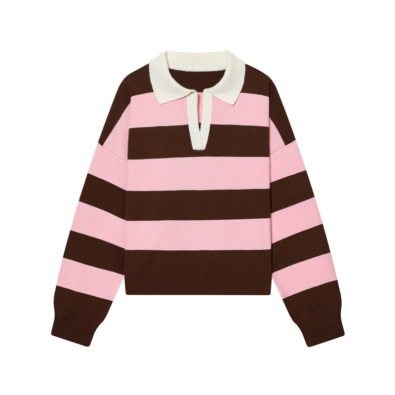 Temperament stripe shirts European style fashion sweater - Image 6
