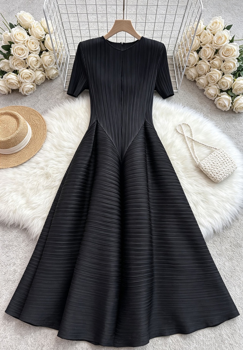 Fold simple elegant fashion pure loose dress for women