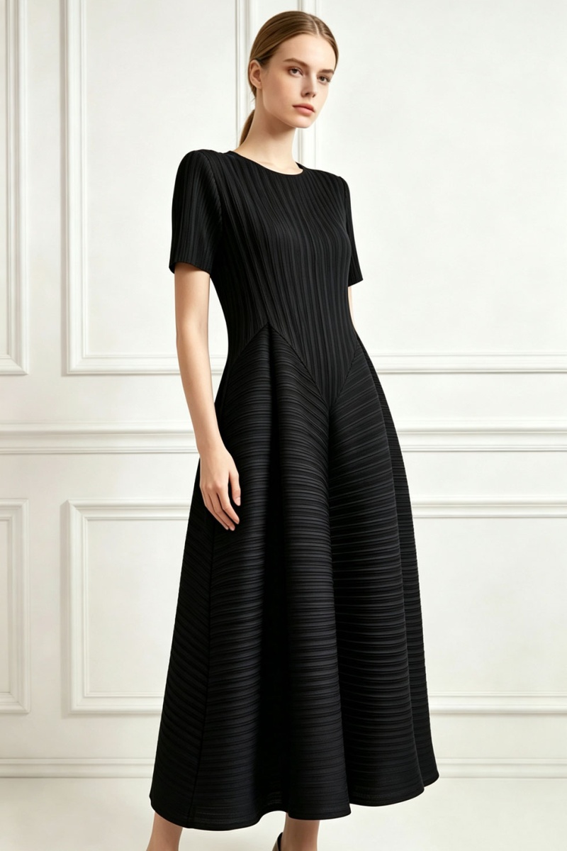 Fold simple elegant fashion pure loose dress for women - Image 2