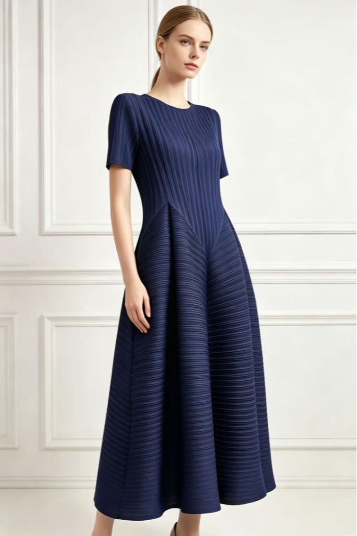 Fold simple elegant fashion pure loose dress for women - Image 6