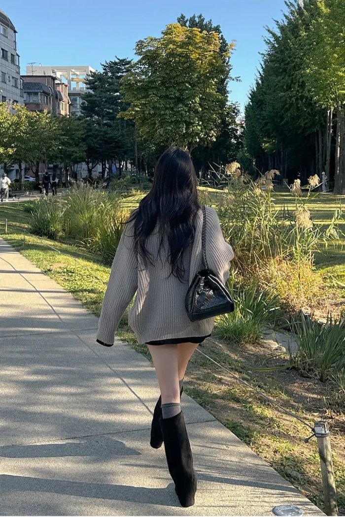 Double-breasted sweater Korean style coat - Image 3
