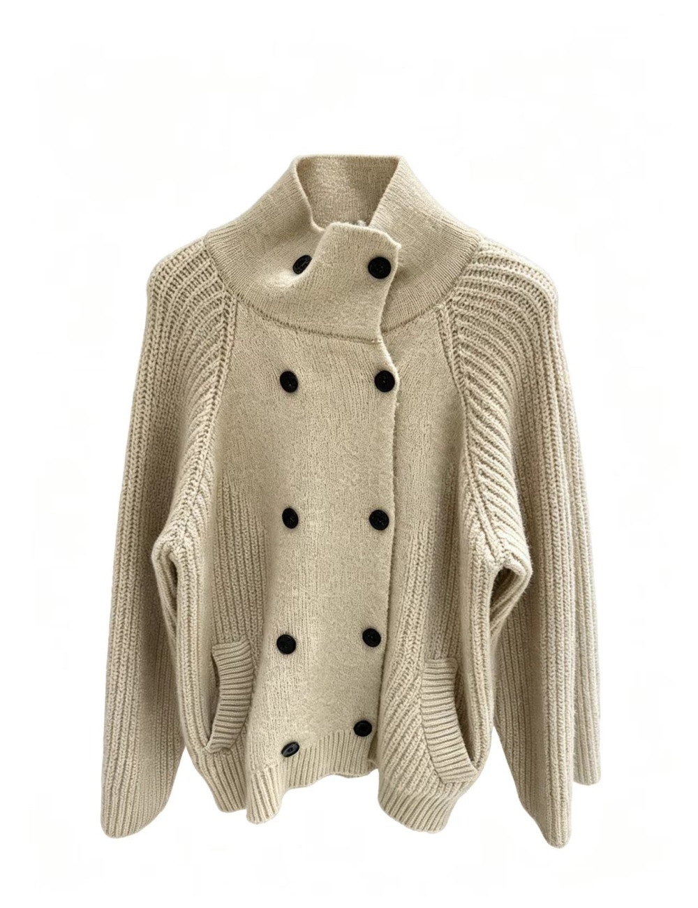 Double-breasted sweater Korean style coat - Image 4