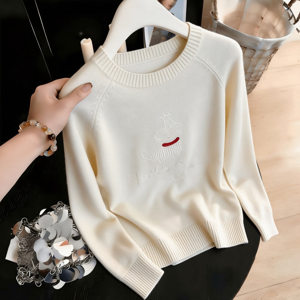 Autumn and winter round neck sweater wool pure tops