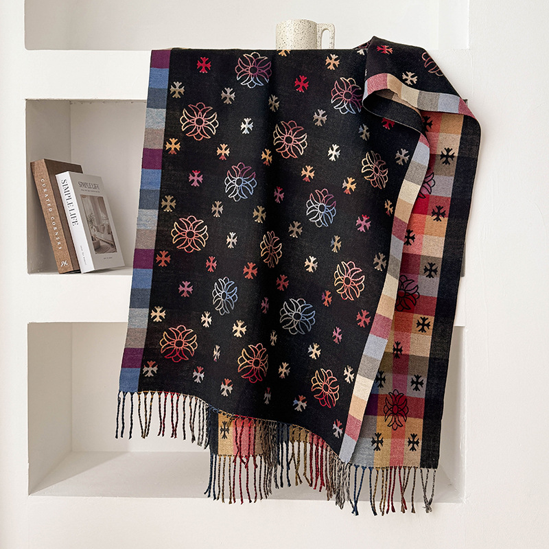 Imitation of cashmere jacquard scarves plaid shawl