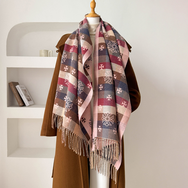 Imitation of cashmere jacquard scarves plaid shawl - Image 3