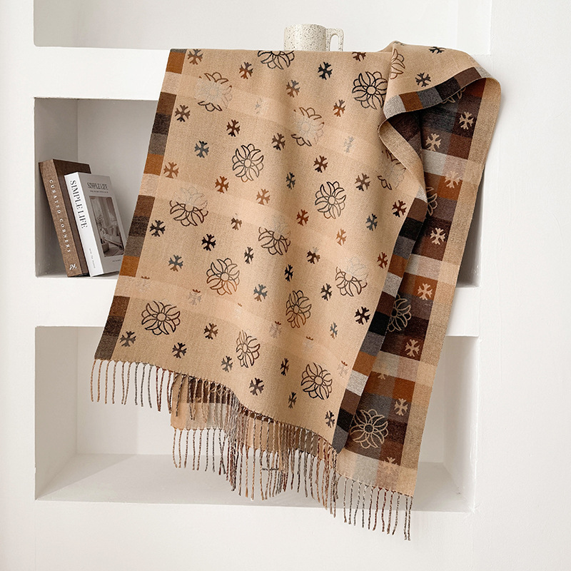 Imitation of cashmere jacquard scarves plaid shawl - Image 6