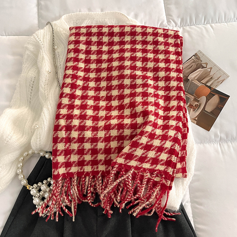 Imitation of cashmere scarf houndstooth scarves for women - Image 3