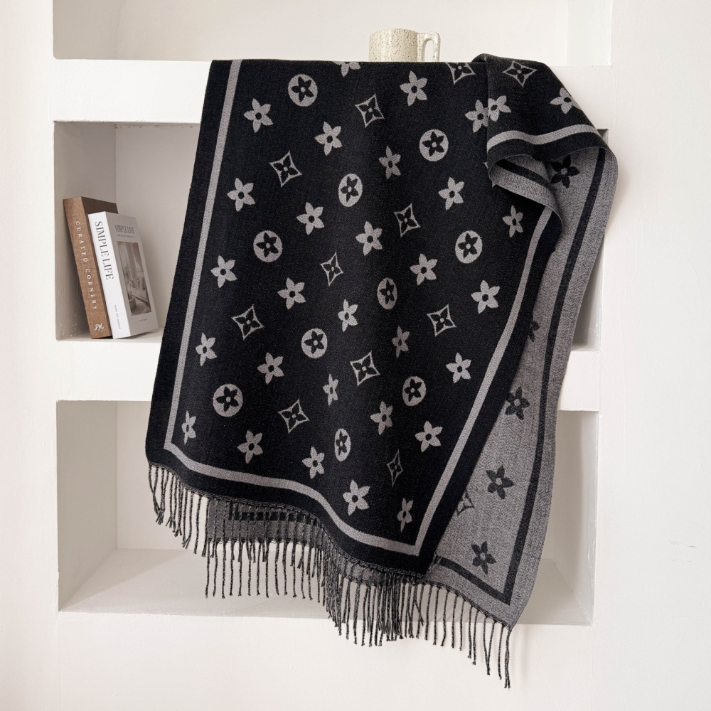 Tassels thermal scarves simple two-sided stars shawl for women