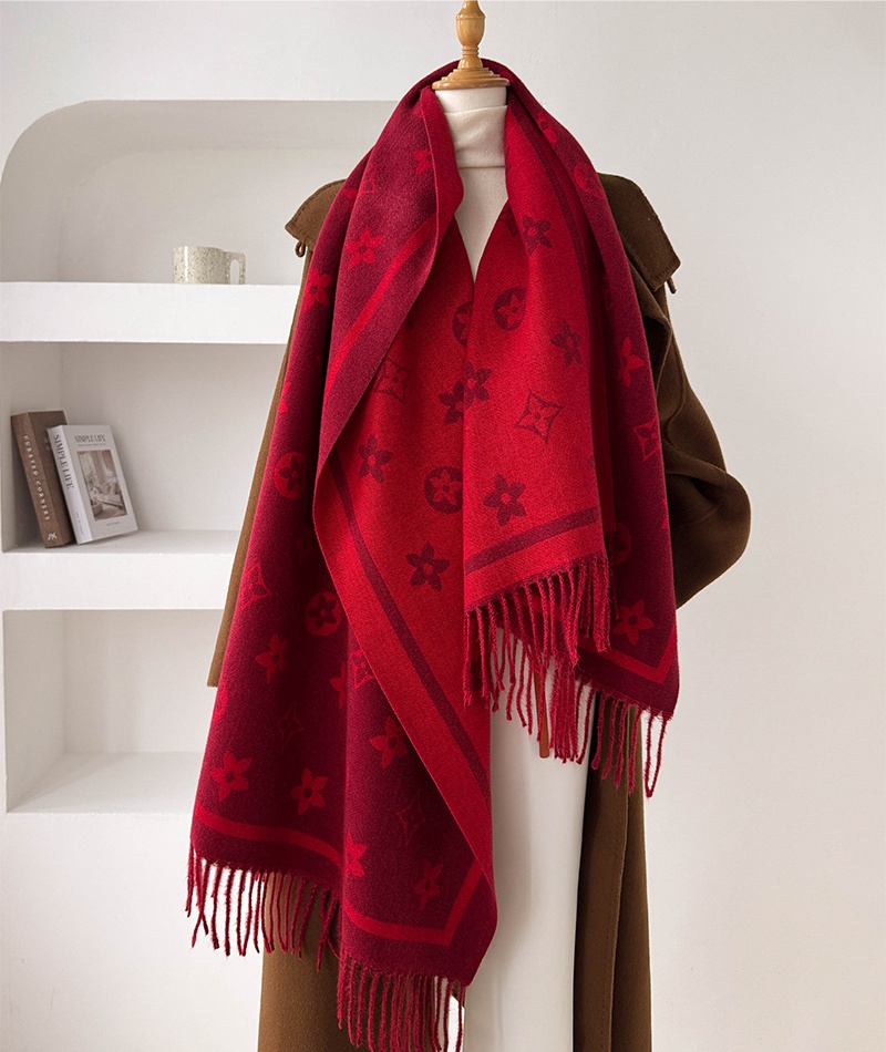 Tassels thermal scarves simple two-sided stars shawl for women - Image 4
