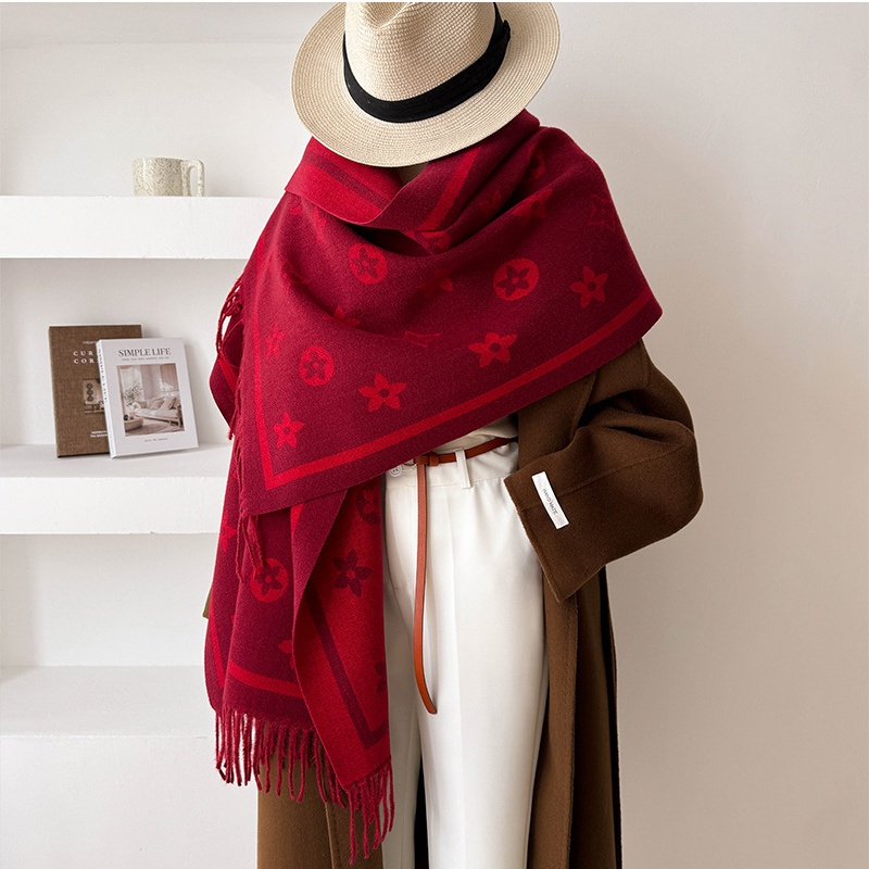 Tassels thermal scarves simple two-sided stars shawl for women - Image 5
