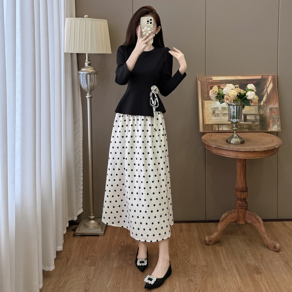 Autumn and winter temperament large yard skirt 2pcs set - Image 2