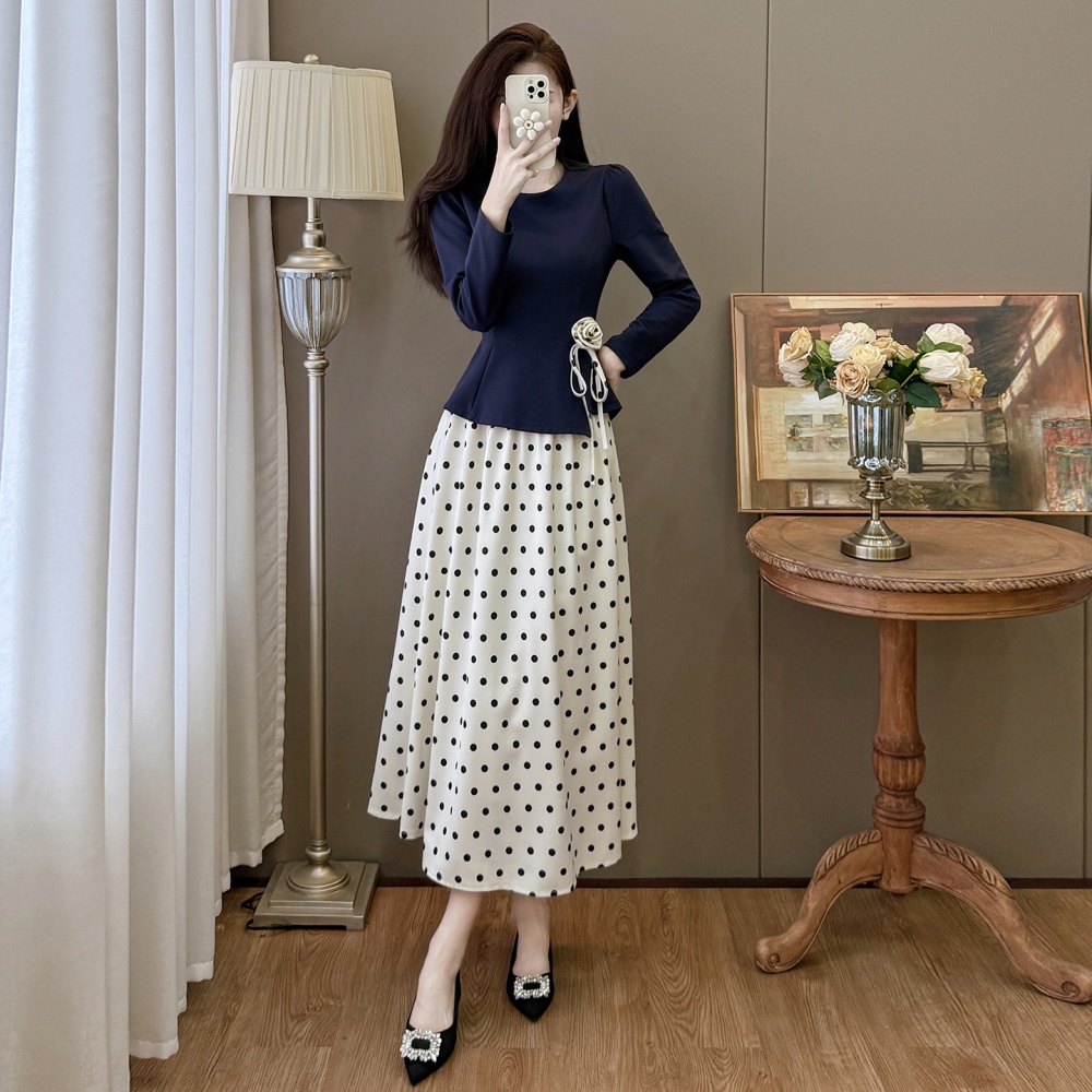 Autumn and winter temperament large yard skirt 2pcs set - Image 4