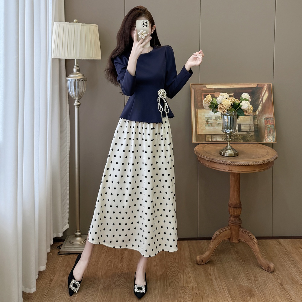 Autumn and winter temperament large yard skirt 2pcs set - Image 5