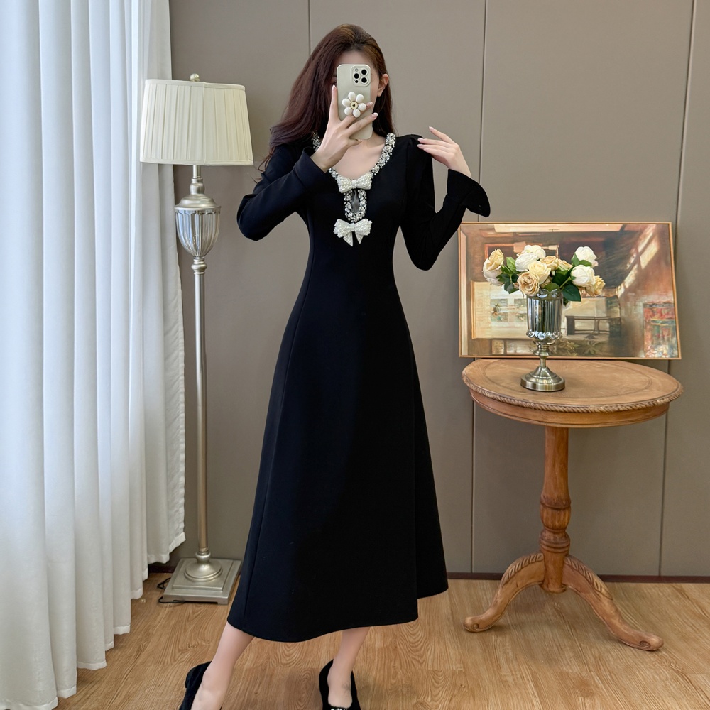 Hepburn style temperament large yard autumn and winter dress - Image 2