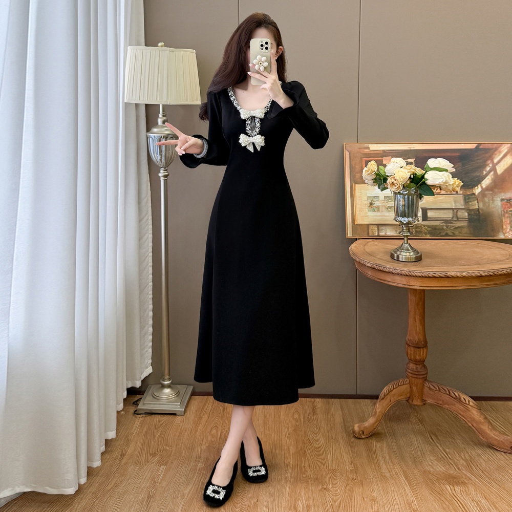 Hepburn style temperament large yard autumn and winter dress - Image 4