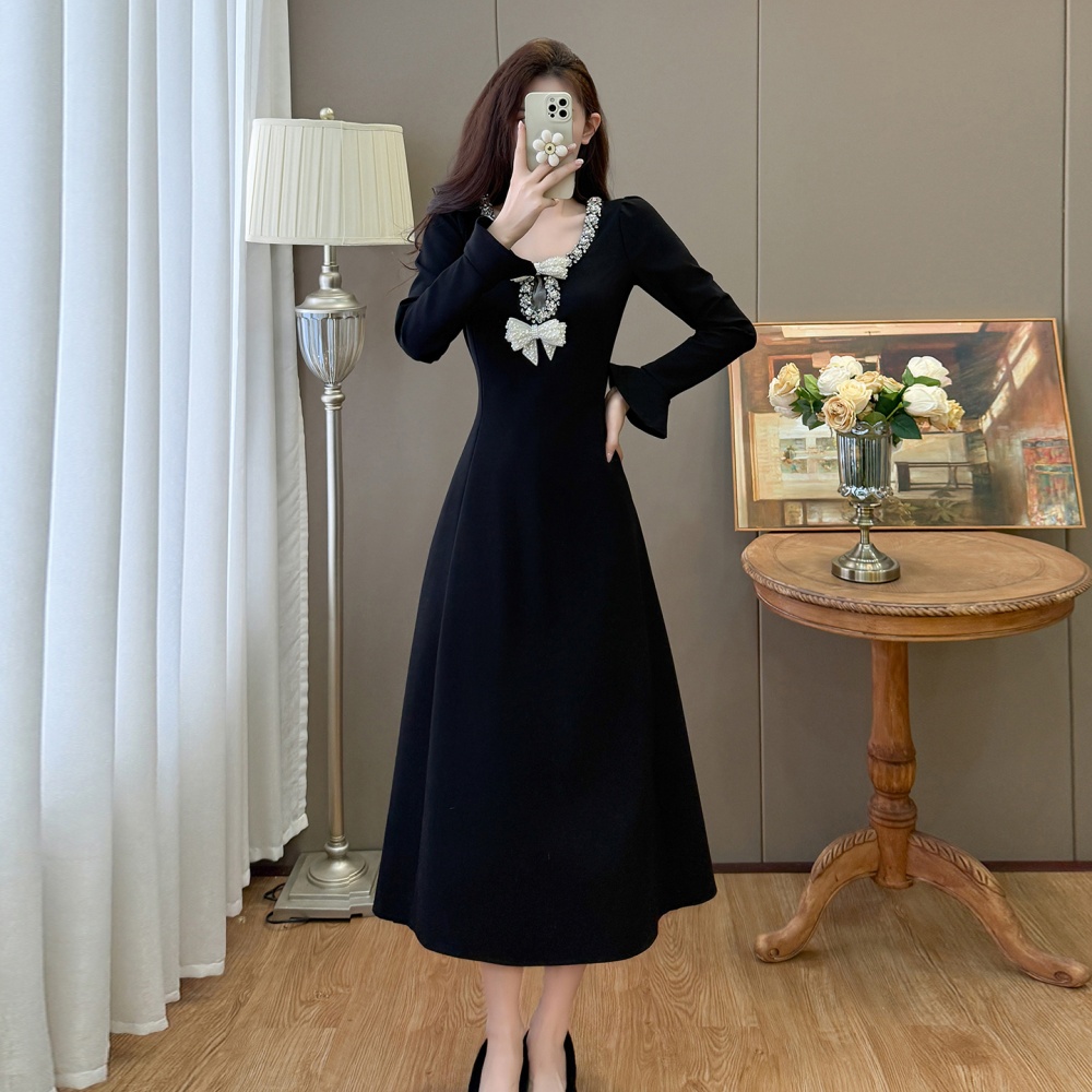 Hepburn style temperament large yard autumn and winter dress - Image 5