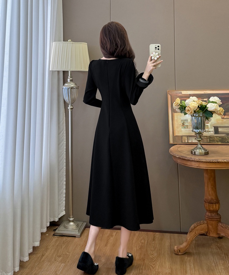 Hepburn style temperament large yard autumn and winter dress - Image 6