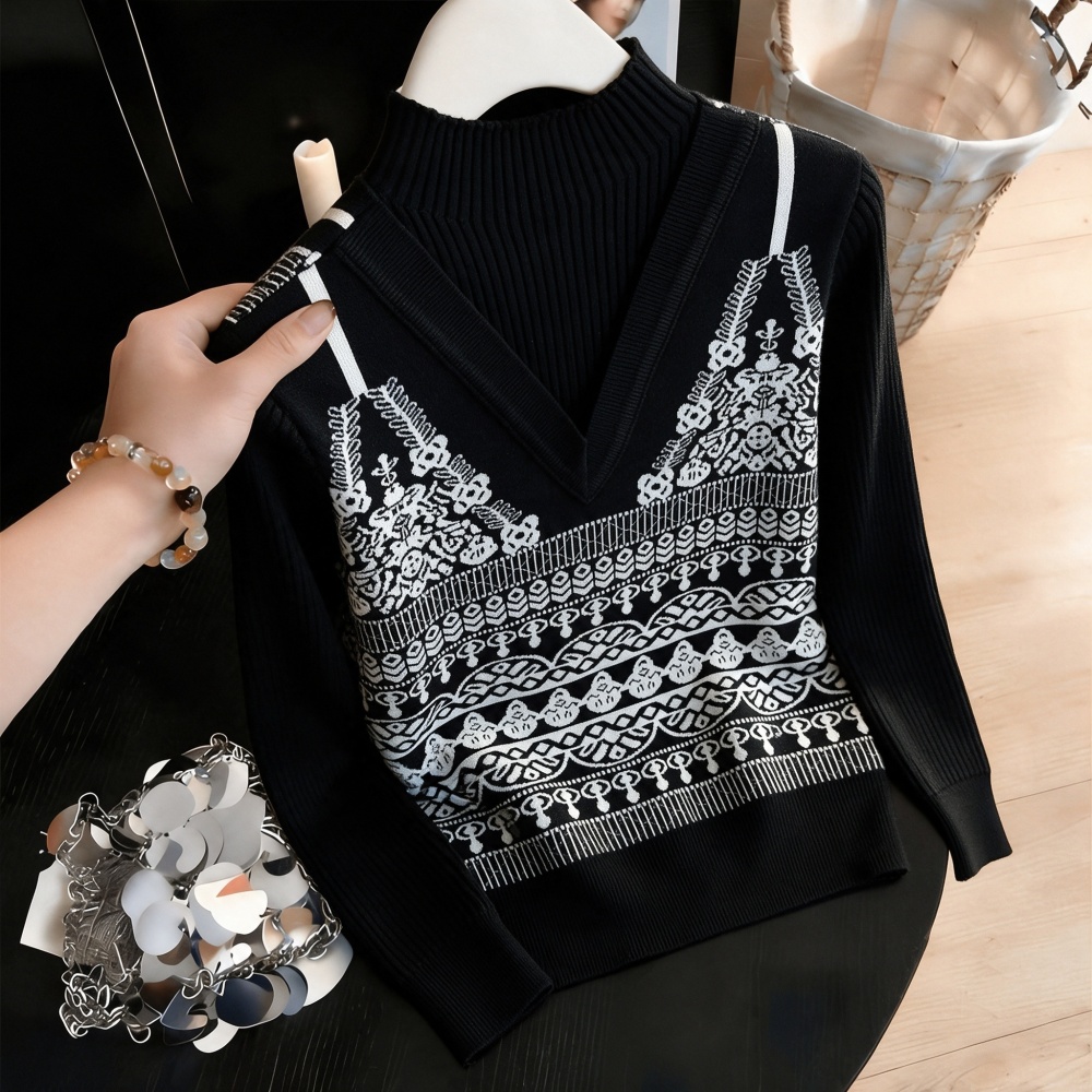 Half high collar bottoming shirt sweater for women