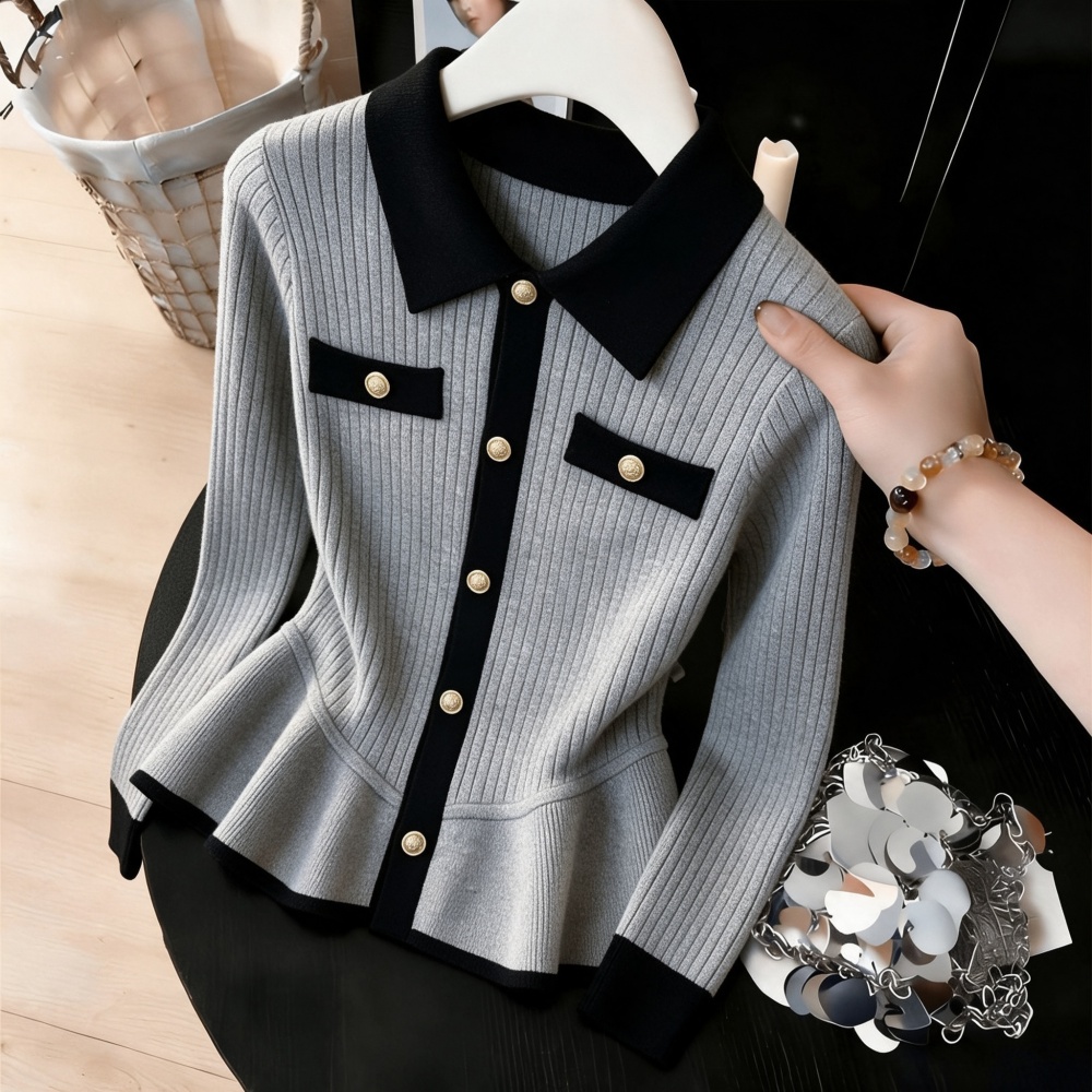 Skirt hem long sleeve chanelstyle sweater for women - Image 2