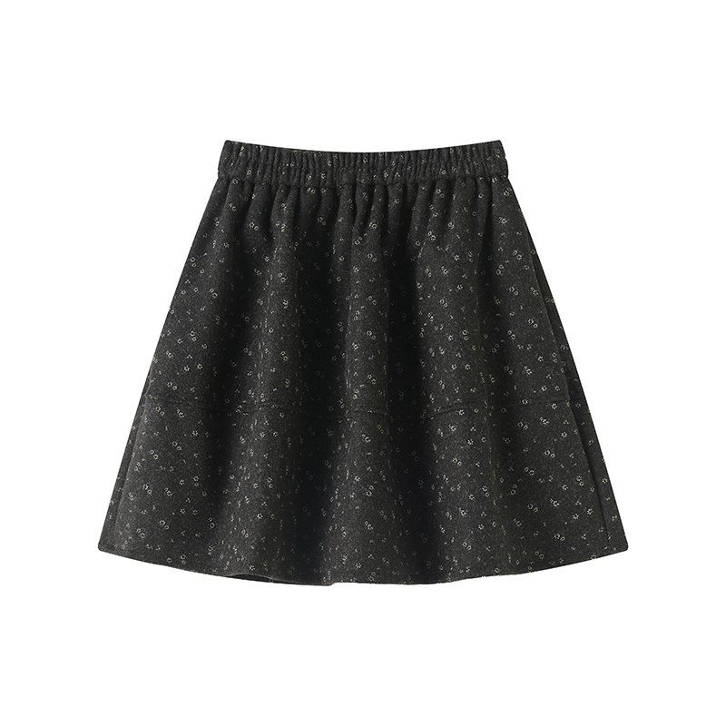 Floral A-line skirt autumn and winter woolen puff skirt - Image 6