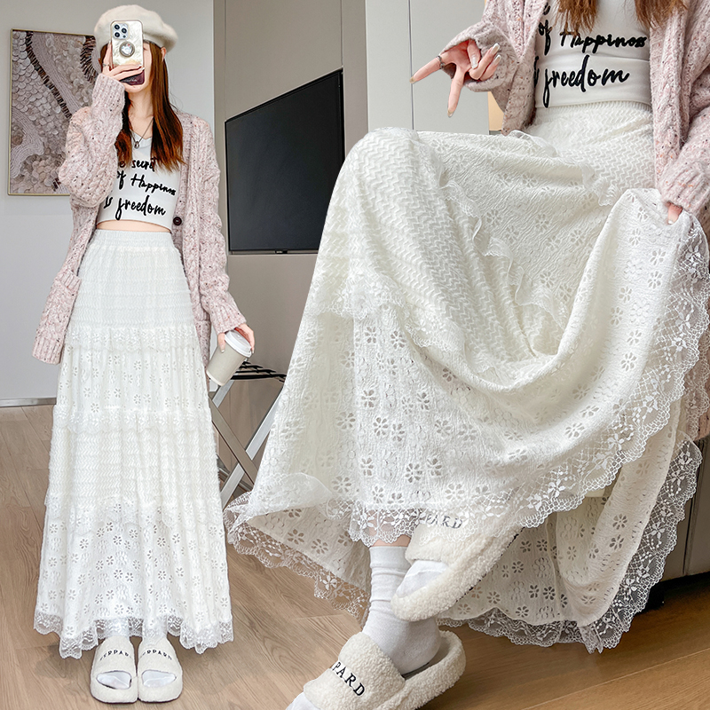 Cake slim long skirt lace Korean style skirt for women - Image 2